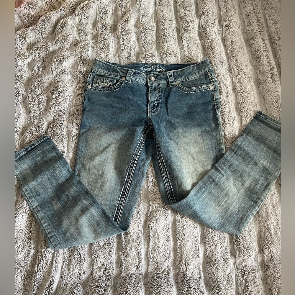 EUC Paisley Sky light wash skinny jeans size 10